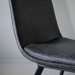 Moorwick Dining Chair Grey with Black Finish Metal Legs (2pk) - Maison Rêves UK