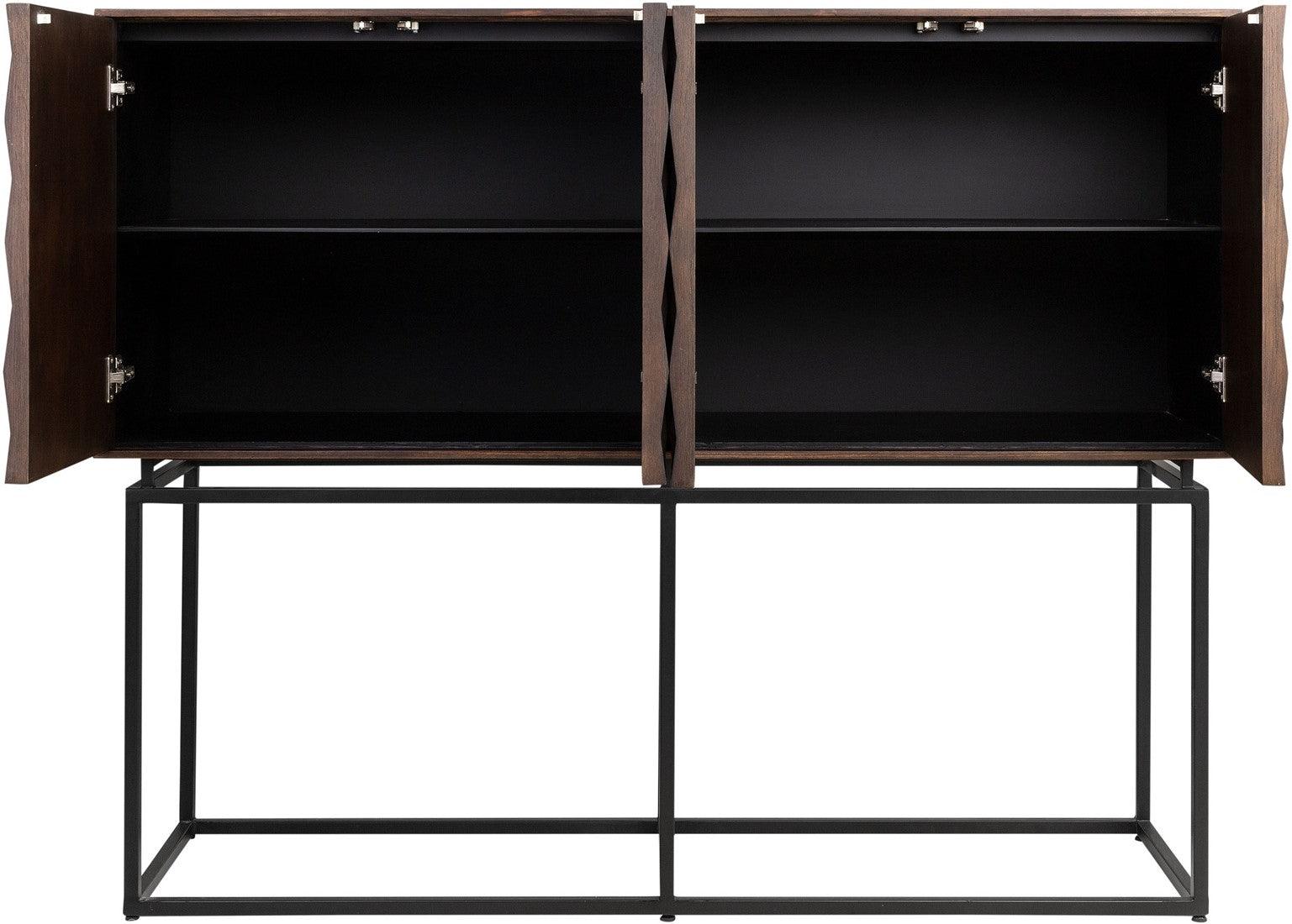 Naga Brown Wood Cabinet with Steel Frame - Maison Rêves UK