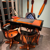 Navigator's Desk in Honey Distress Wood, Black by Authentic Models - Maison Rêves UK