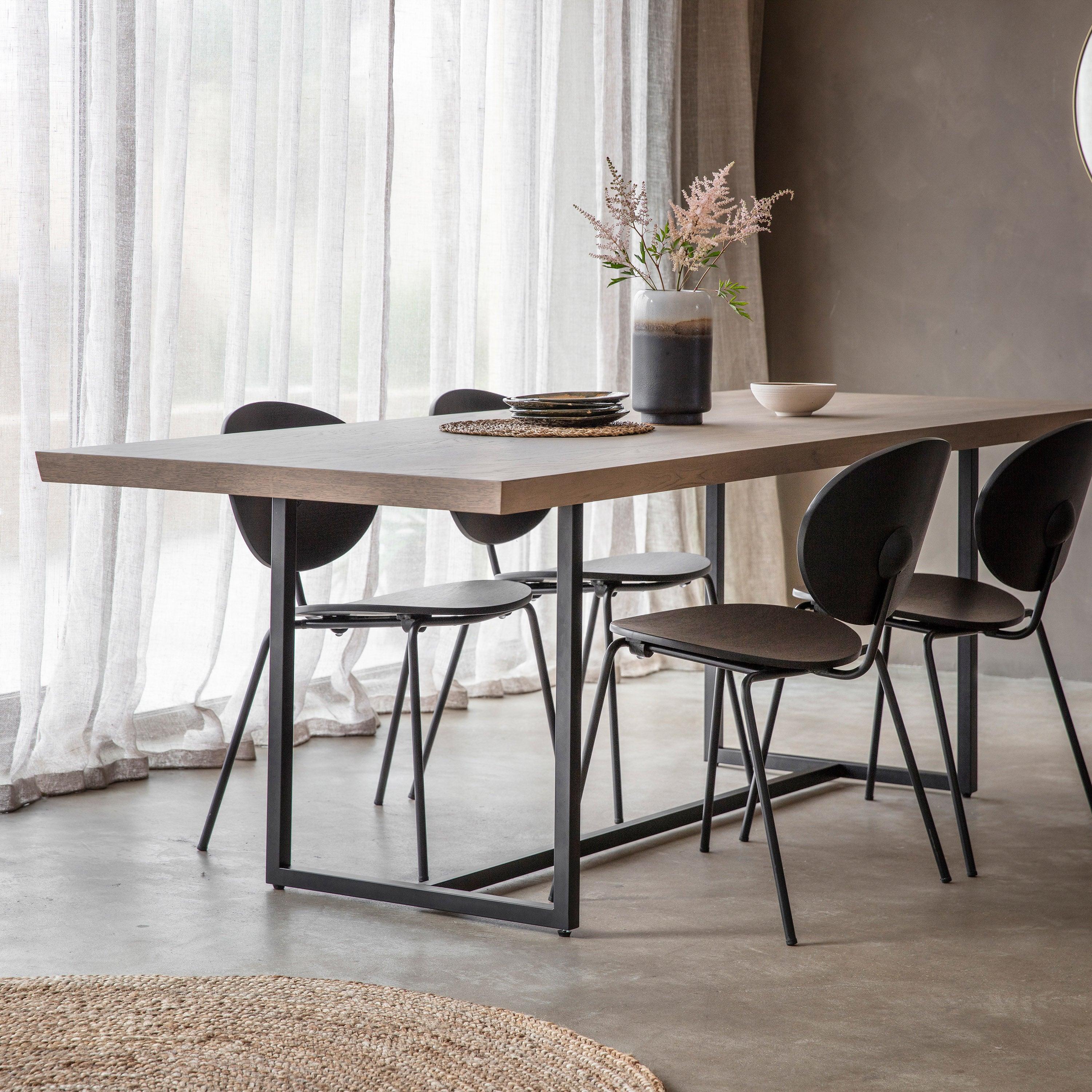 Nimbus Grey Wooden Dining Table Black Metal Base - Maison Rêves UK