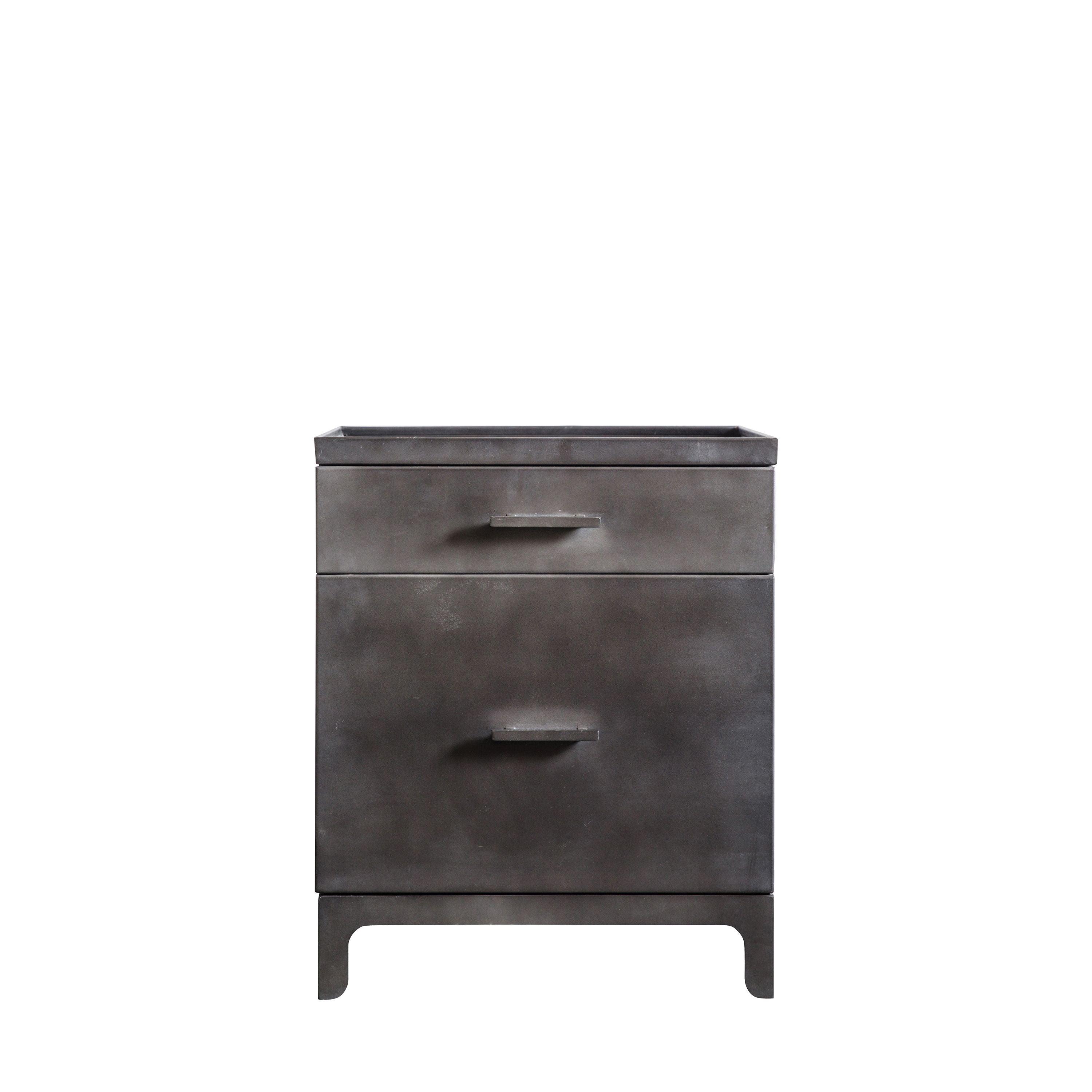 Oakridge 2 Drawer Dark Grey Metal Pedestal - Maison Rêves UK