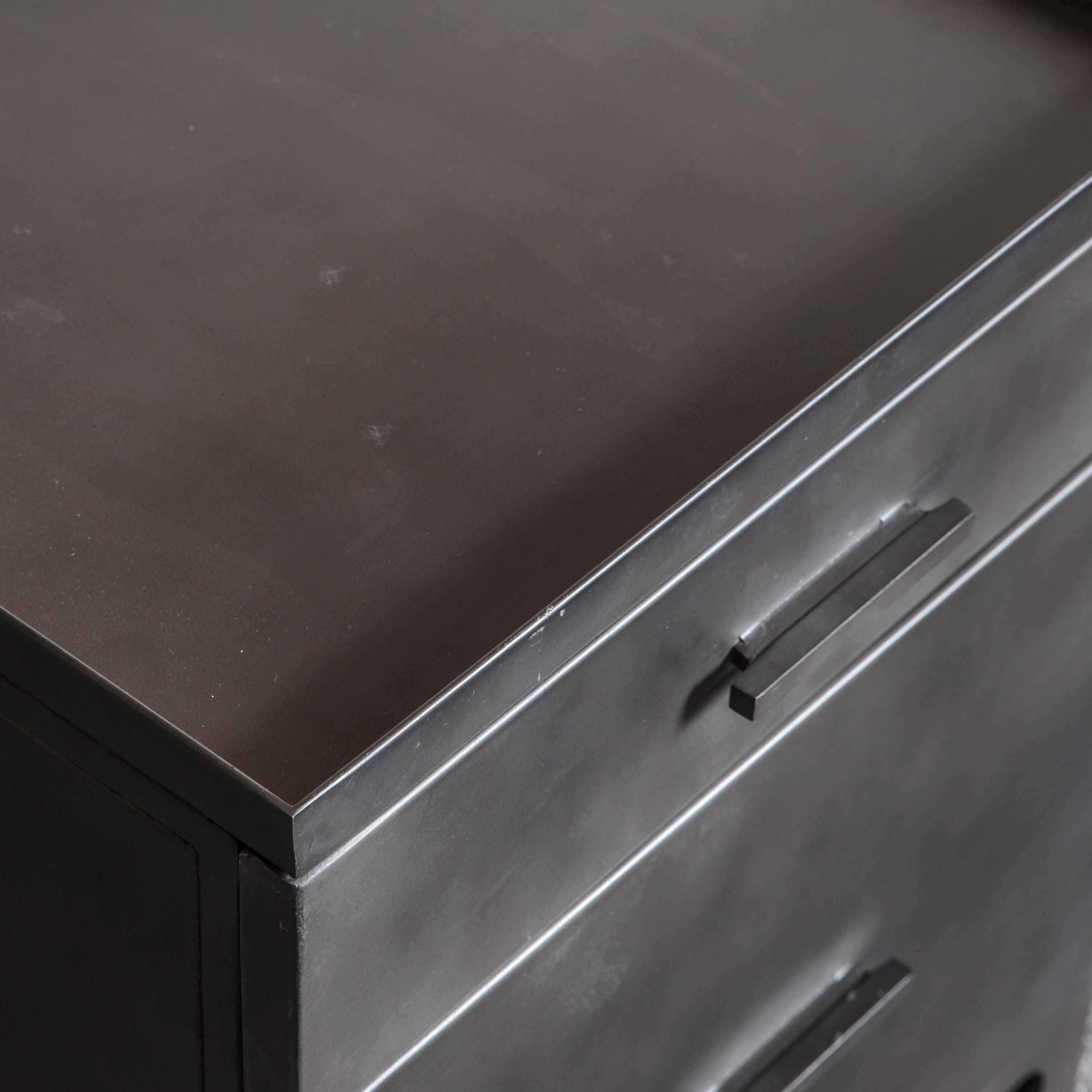 Oakridge 2 Drawer Dark Grey Metal Pedestal - Maison Rêves UK