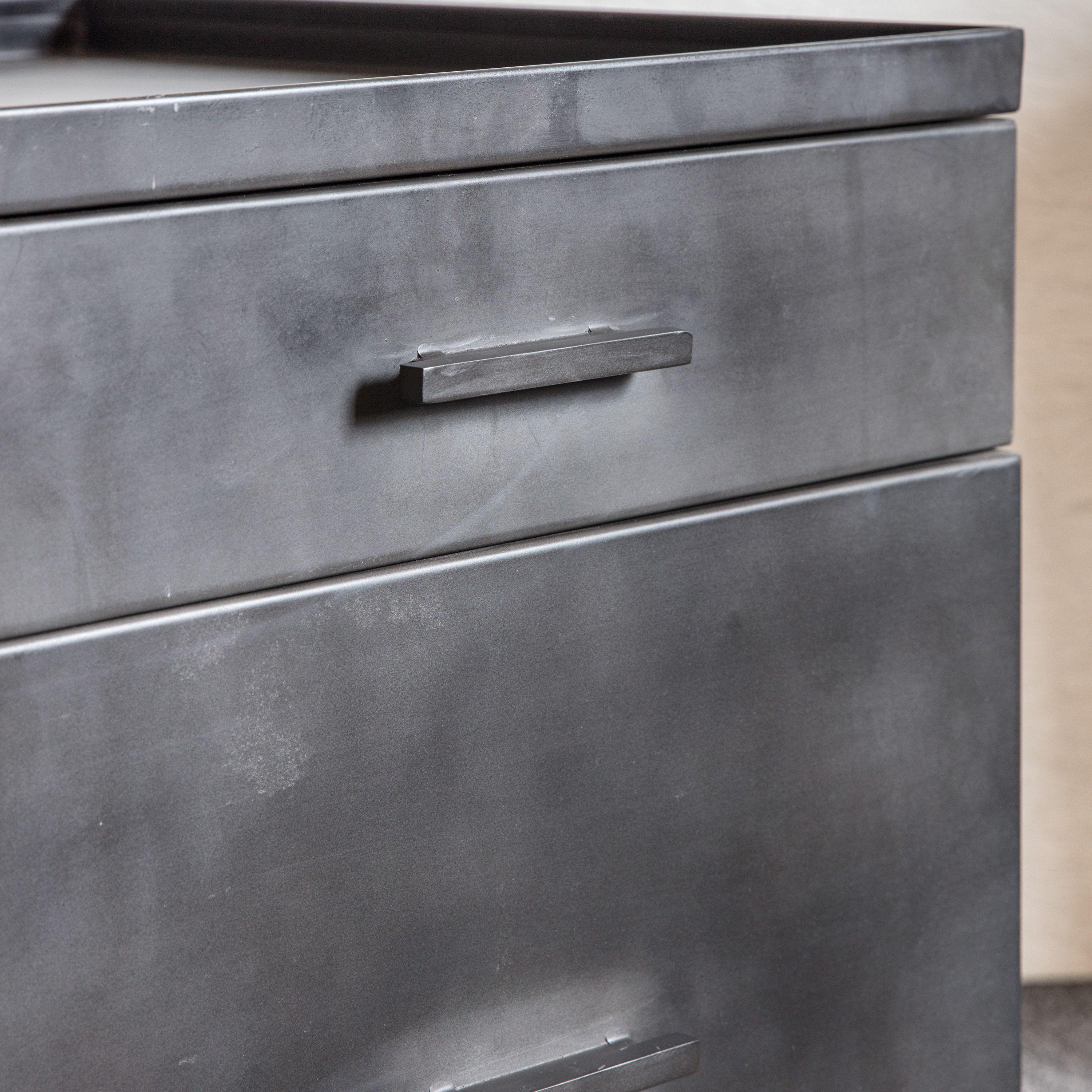 Oakridge 2 Drawer Dark Grey Metal Pedestal - Maison Rêves UK