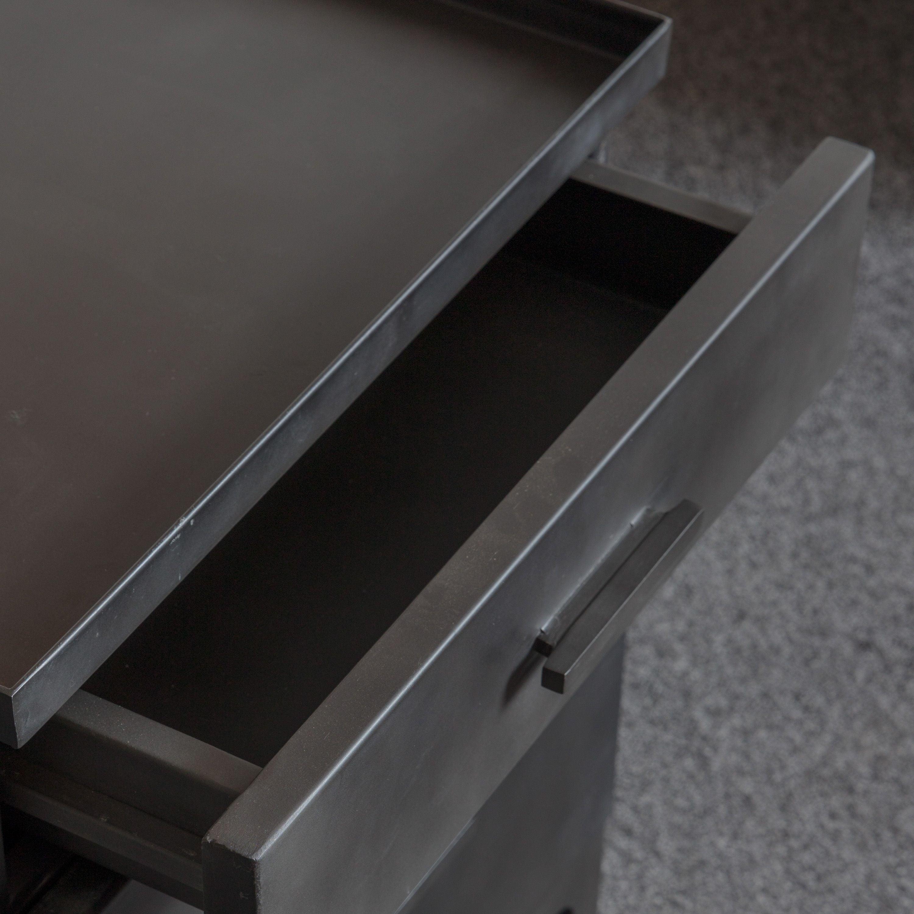 Oakridge 2 Drawer Dark Grey Metal Pedestal - Maison Rêves UK