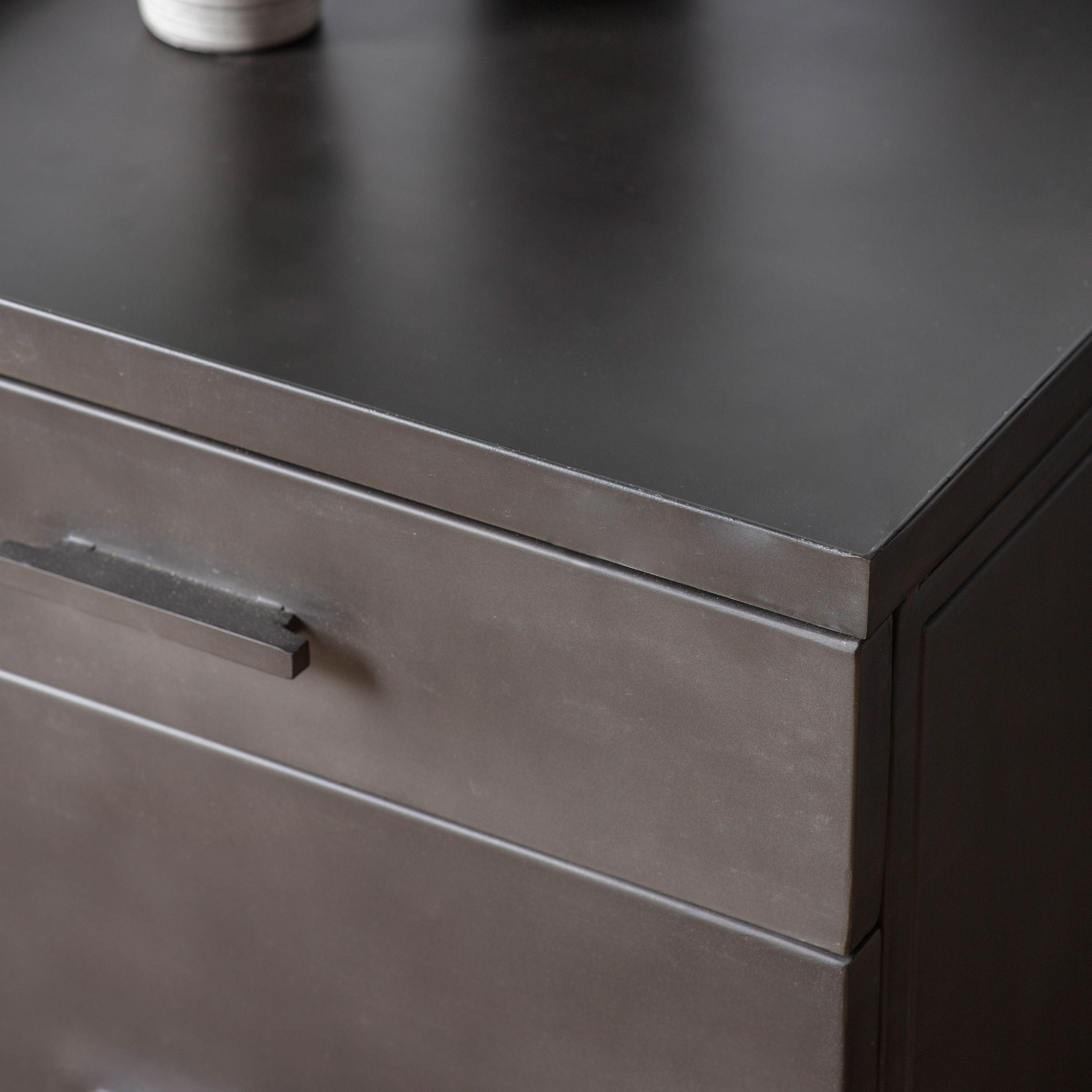 Oakridge 2 Drawer Dark Grey Metal Pedestal - Maison Rêves UK