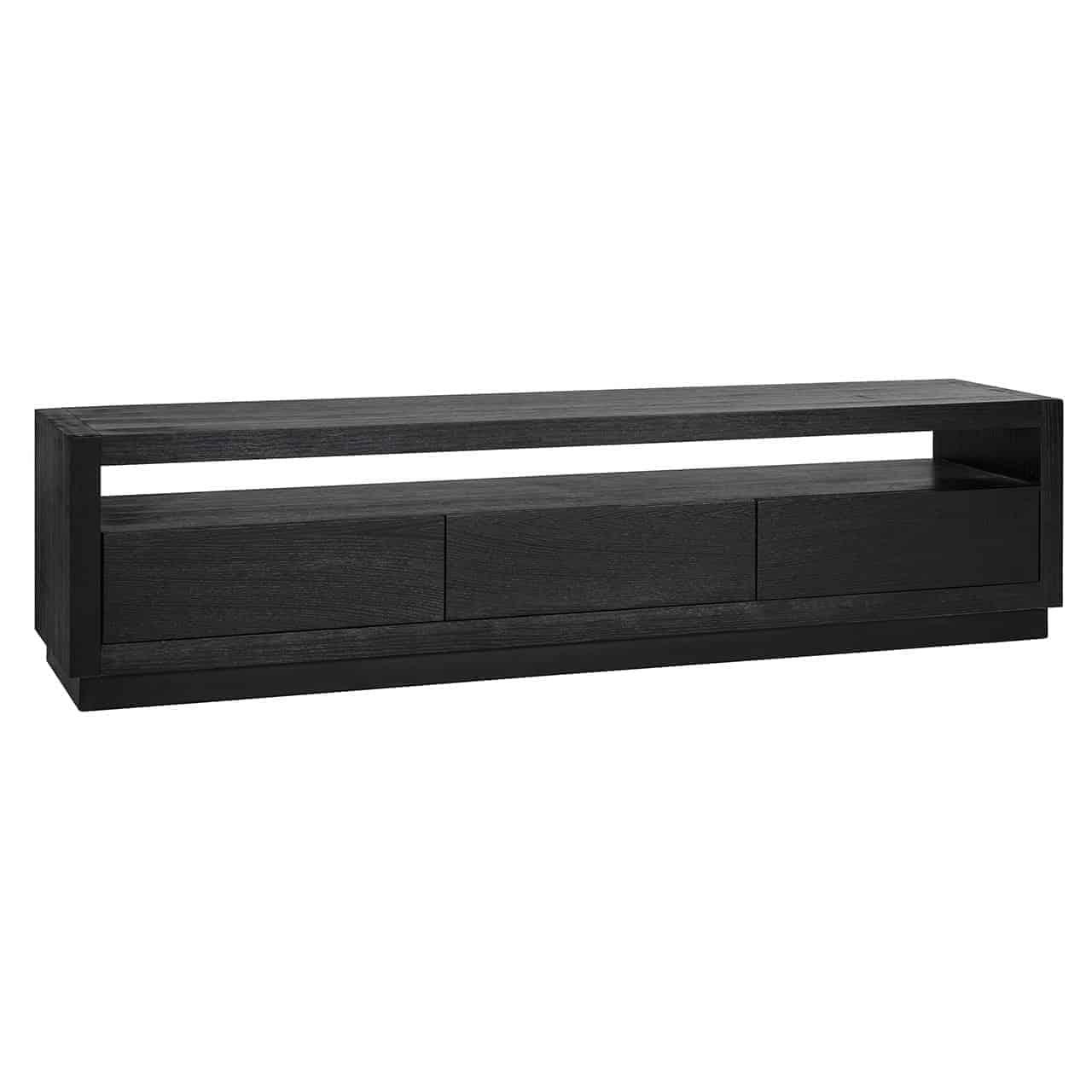 Oakura Black Oak Wood Media Unit by Richmond Interiors - Maison Rêves UK