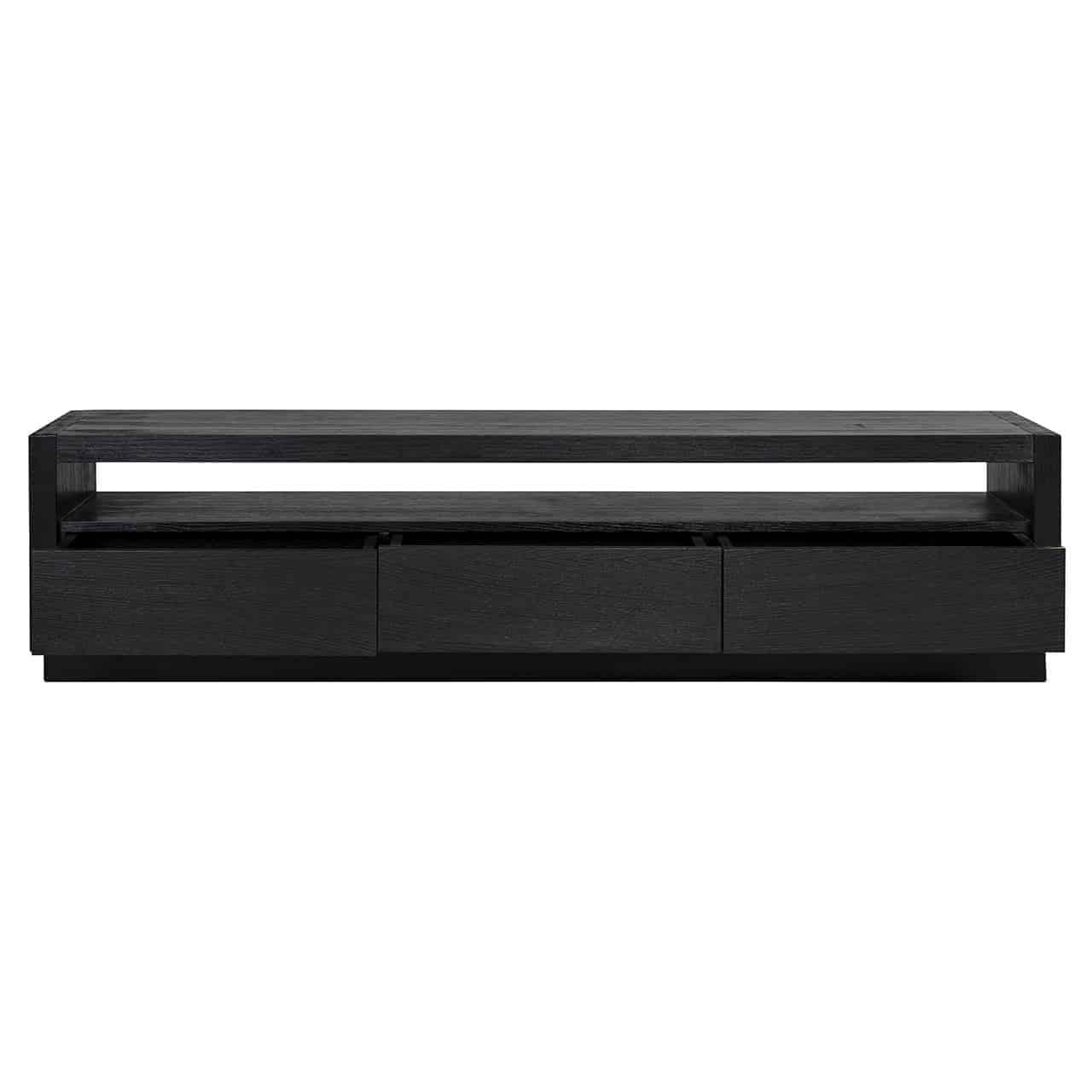 Oakura Black Oak Wood Media Unit by Richmond Interiors - Maison Rêves UK