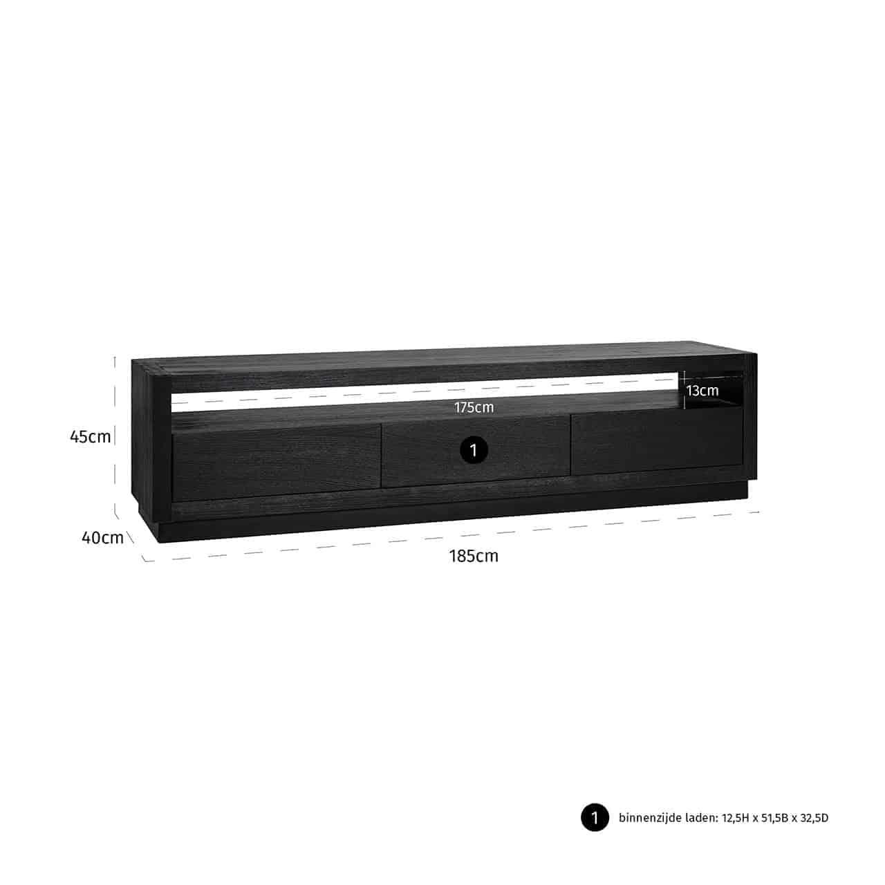 Oakura Black Oak Wood Media Unit by Richmond Interiors - Maison Rêves UK