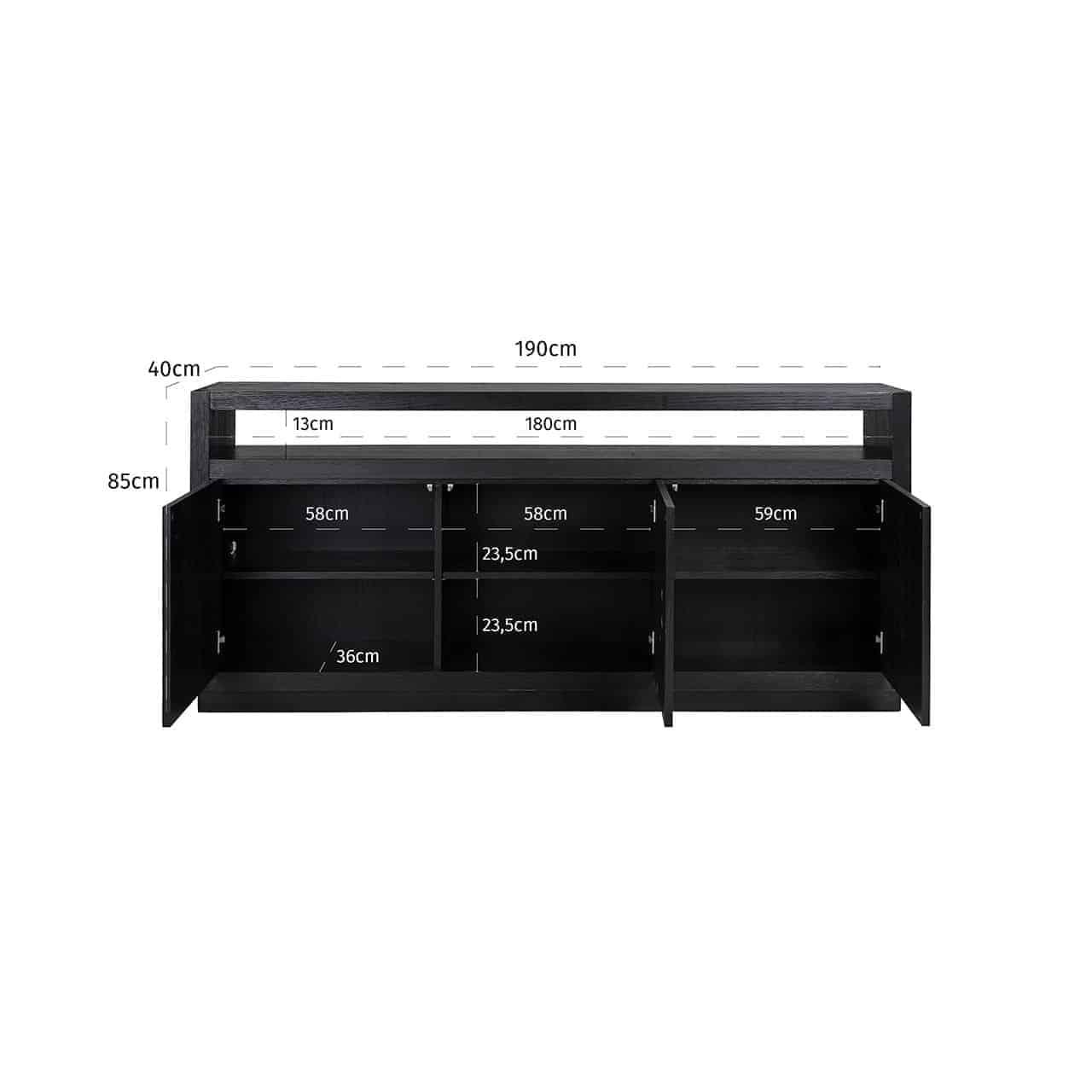 Oakura Black Oak Wood Sideboard by Richmond Interiors - Maison Rêves UK