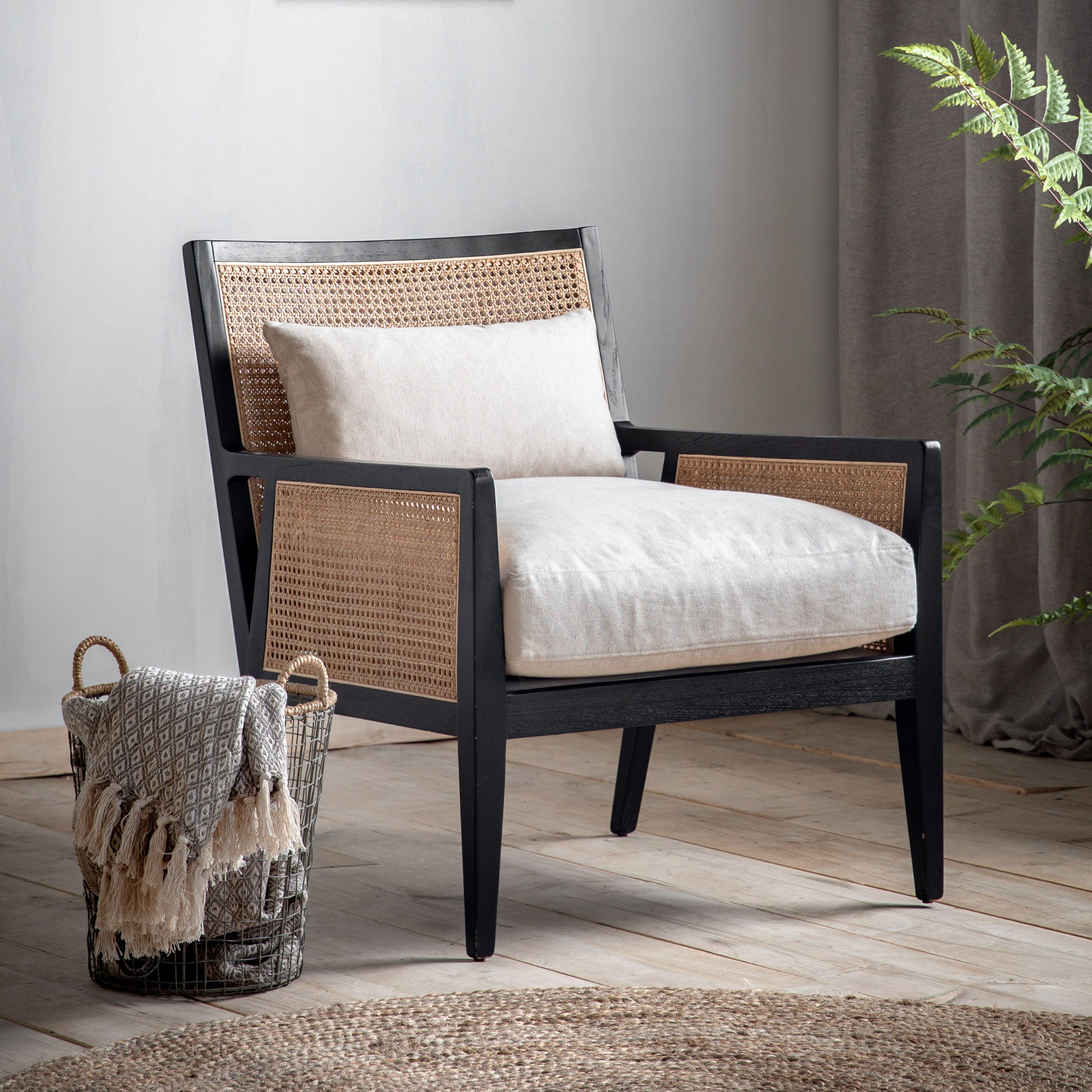 Opus Rattan Weave Armchair with Black Timber Frame - Maison Rêves UK