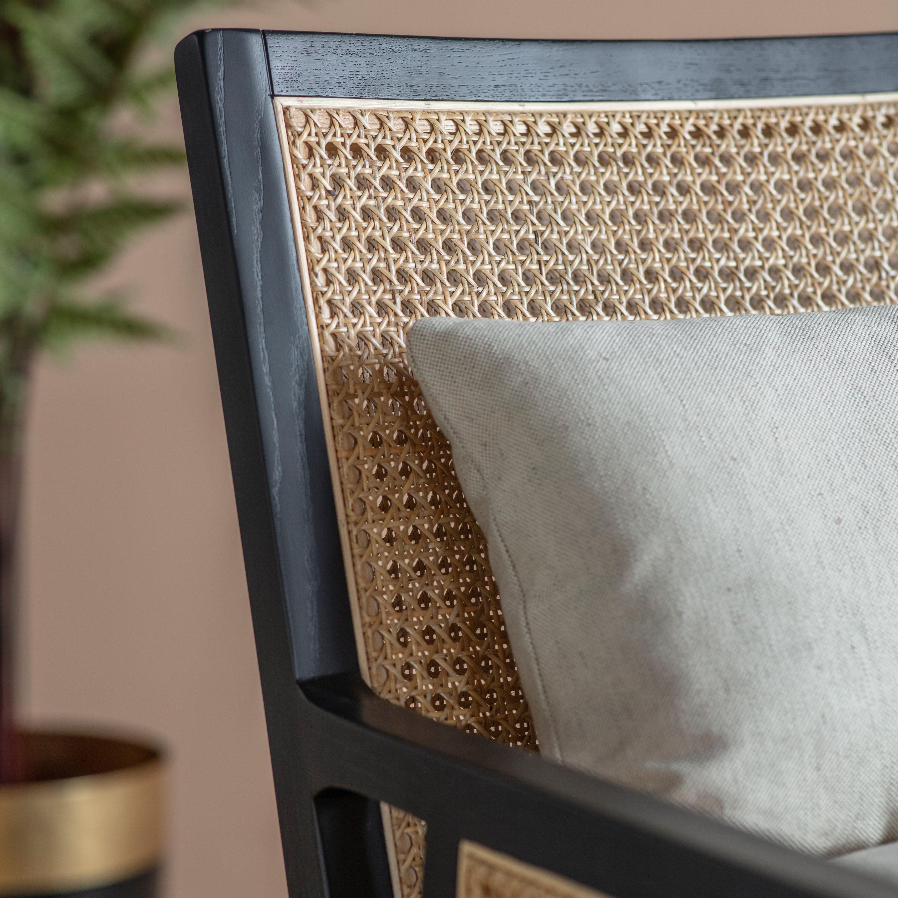 Opus Rattan Weave Armchair with Black Timber Frame - Maison Rêves UK