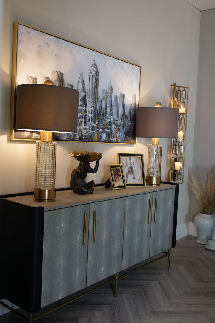 Limoges Faux Shagreen Sideboard with Black Oak Accents by Mindy Brownes