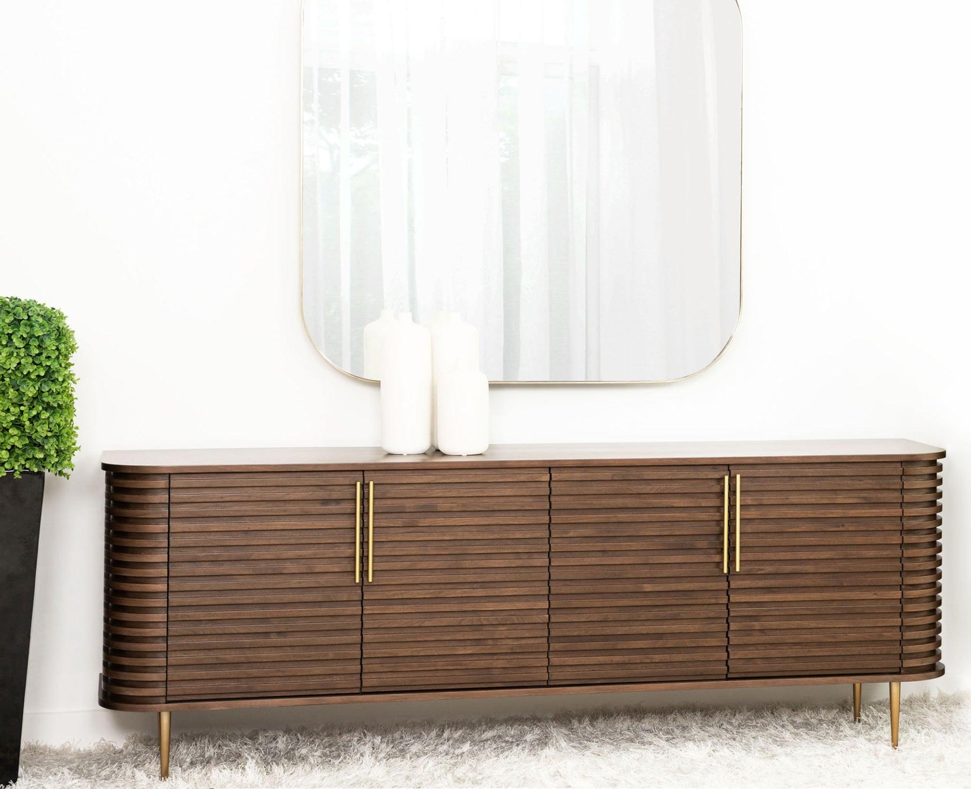 Paris Natural Walnut Sideboard with Gold Brass Handles by Berkeley Designs - Maison Rêves UK