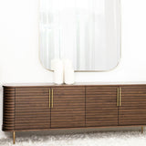 Paris Natural Walnut Sideboard with Gold Brass Handles by Berkeley Designs - Maison Rêves UK
