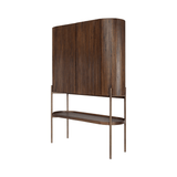Pogoro Brown Wood Large Cabinet with Dark Brass Frame - Maison Rêves UK