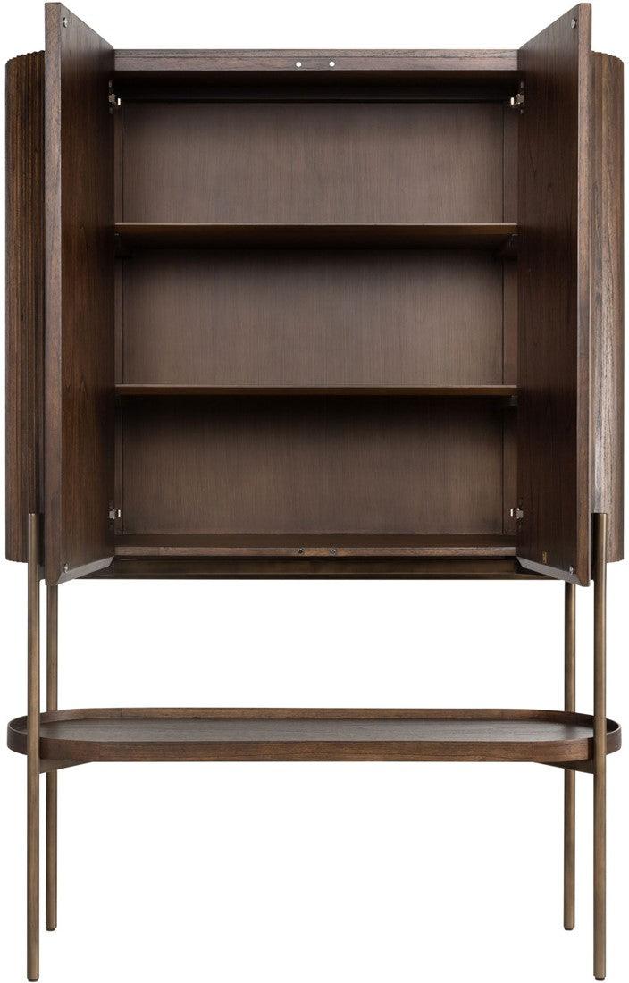 Pogoro Brown Wood Large Cabinet with Dark Brass Frame - Maison Rêves UK