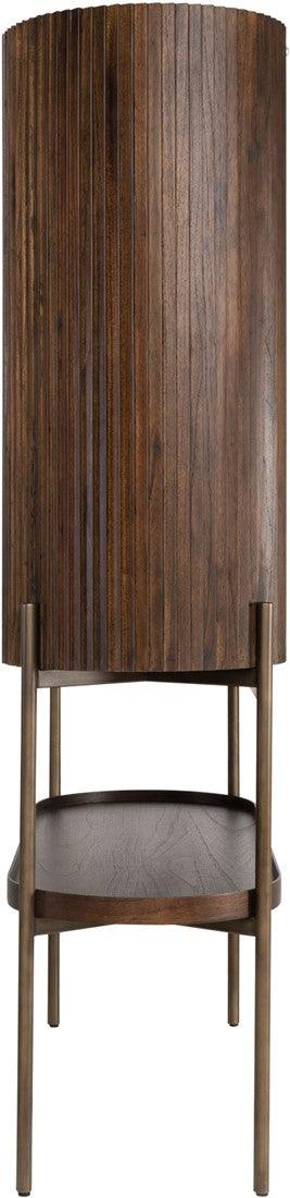 Pogoro Brown Wood Large Cabinet with Dark Brass Frame - Maison Rêves UK