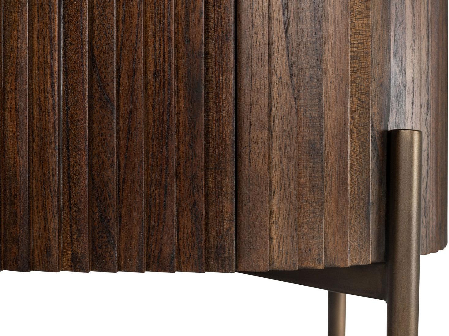 Pogoro Brown Wood Large Cabinet with Dark Brass Frame - Maison Rêves UK