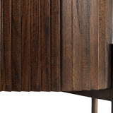 Pogoro Brown Wood Large Cabinet with Dark Brass Frame - Maison Rêves UK