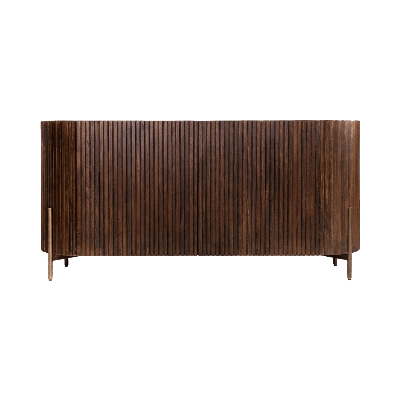 Pogoro Brown Wood Sideboard with Dark Brass Frame - Maison Rêves UK