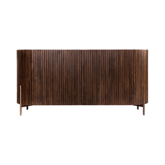 Pogoro Brown Wood Sideboard with Dark Brass Frame - Maison Rêves UK