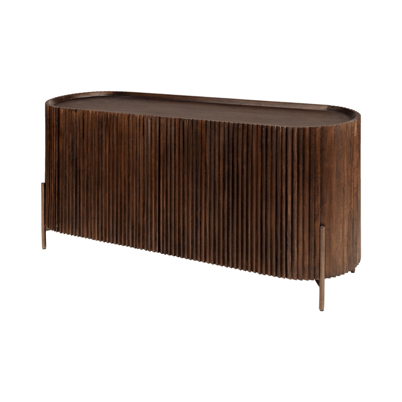 Pogoro Brown Wood Sideboard with Dark Brass Frame - Maison Rêves UK