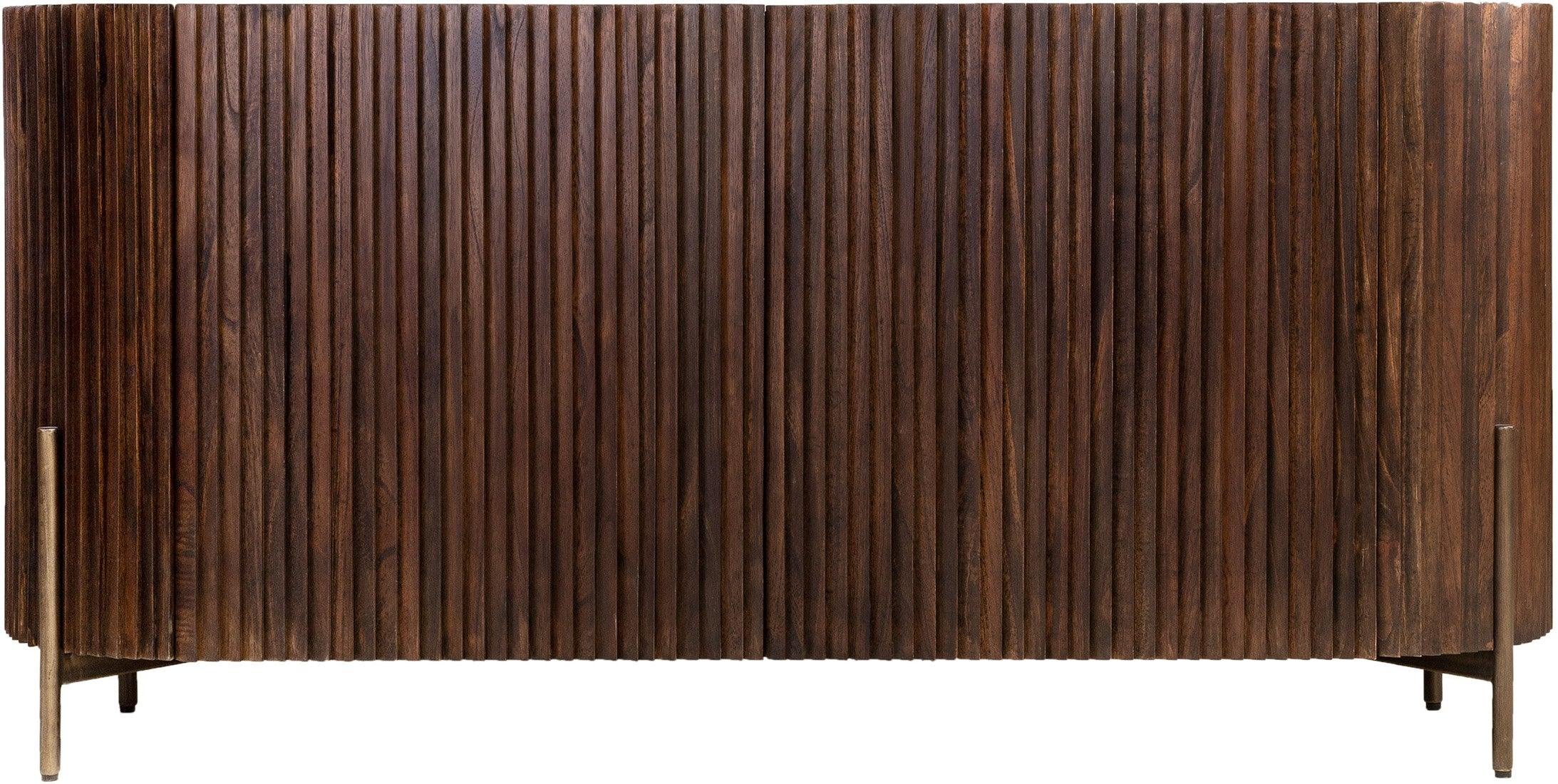 Pogoro Brown Wood Sideboard with Dark Brass Frame - Maison Rêves UK