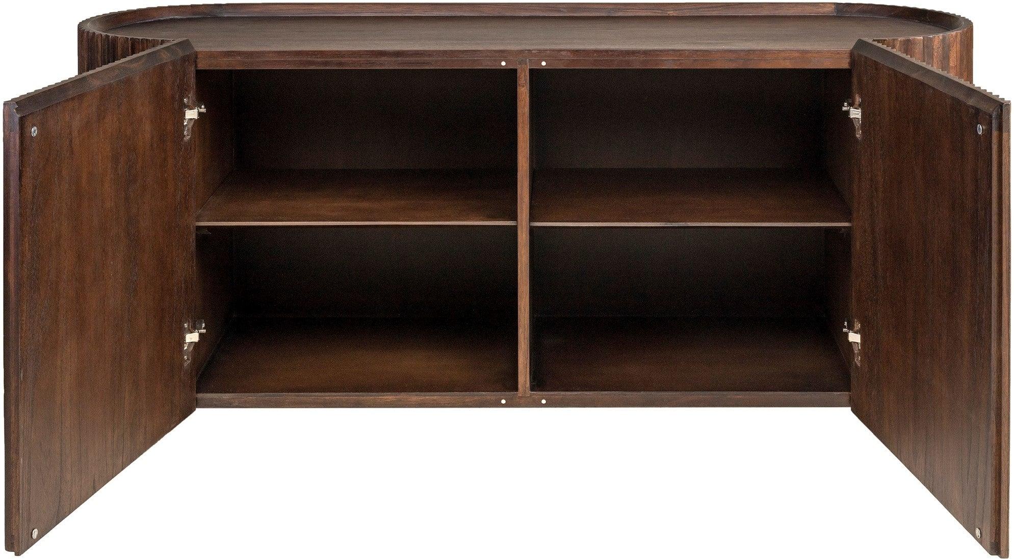 Pogoro Brown Wood Sideboard with Dark Brass Frame - Maison Rêves UK