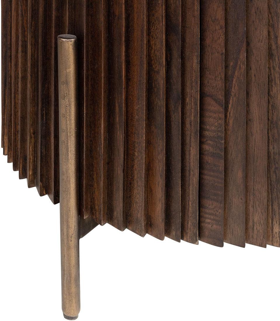 Pogoro Brown Wood Sideboard with Dark Brass Frame - Maison Rêves UK