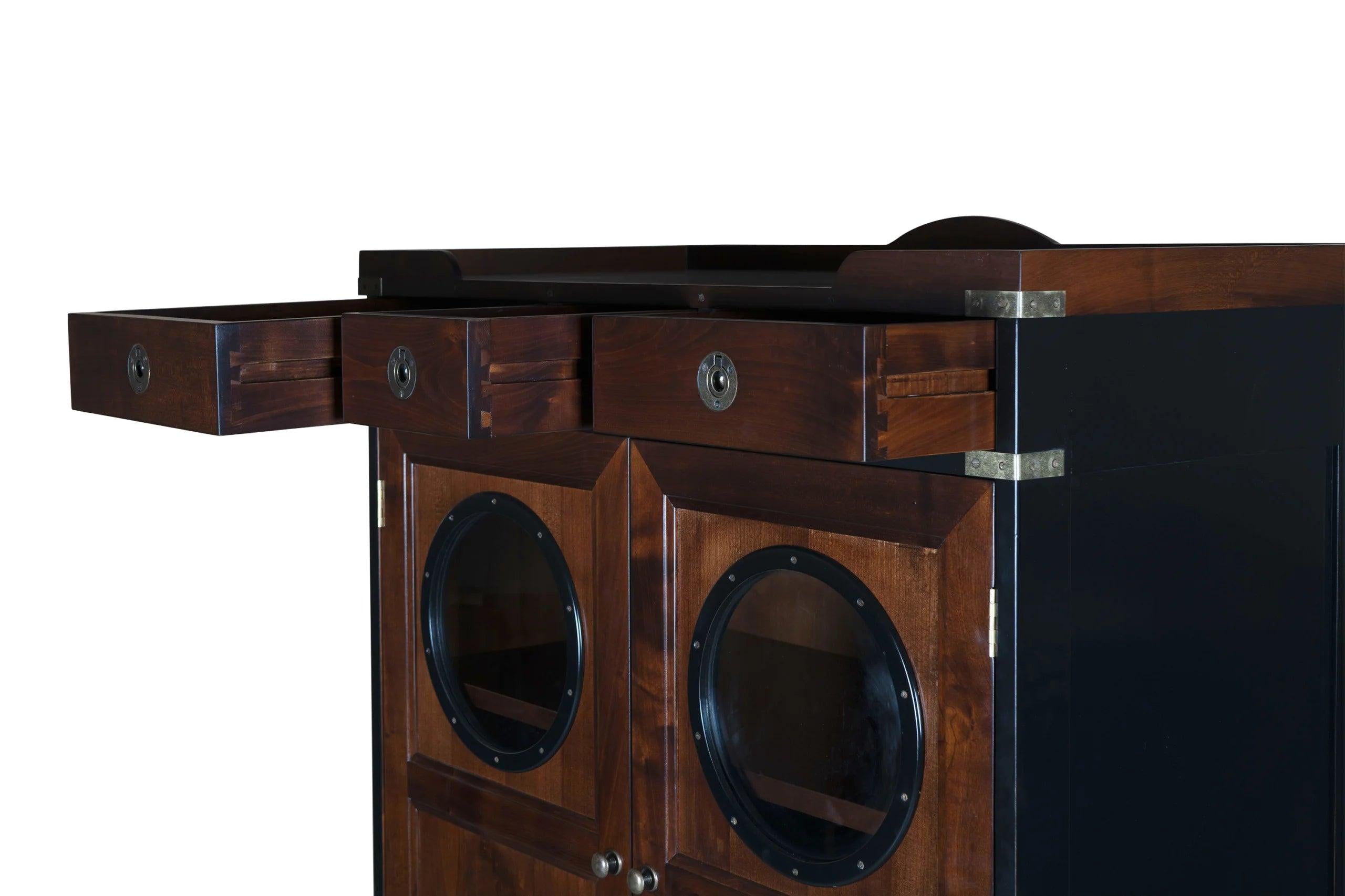 Porthole Cabinet Mahogany Wood by Authentic Models - Maison Rêves UK
