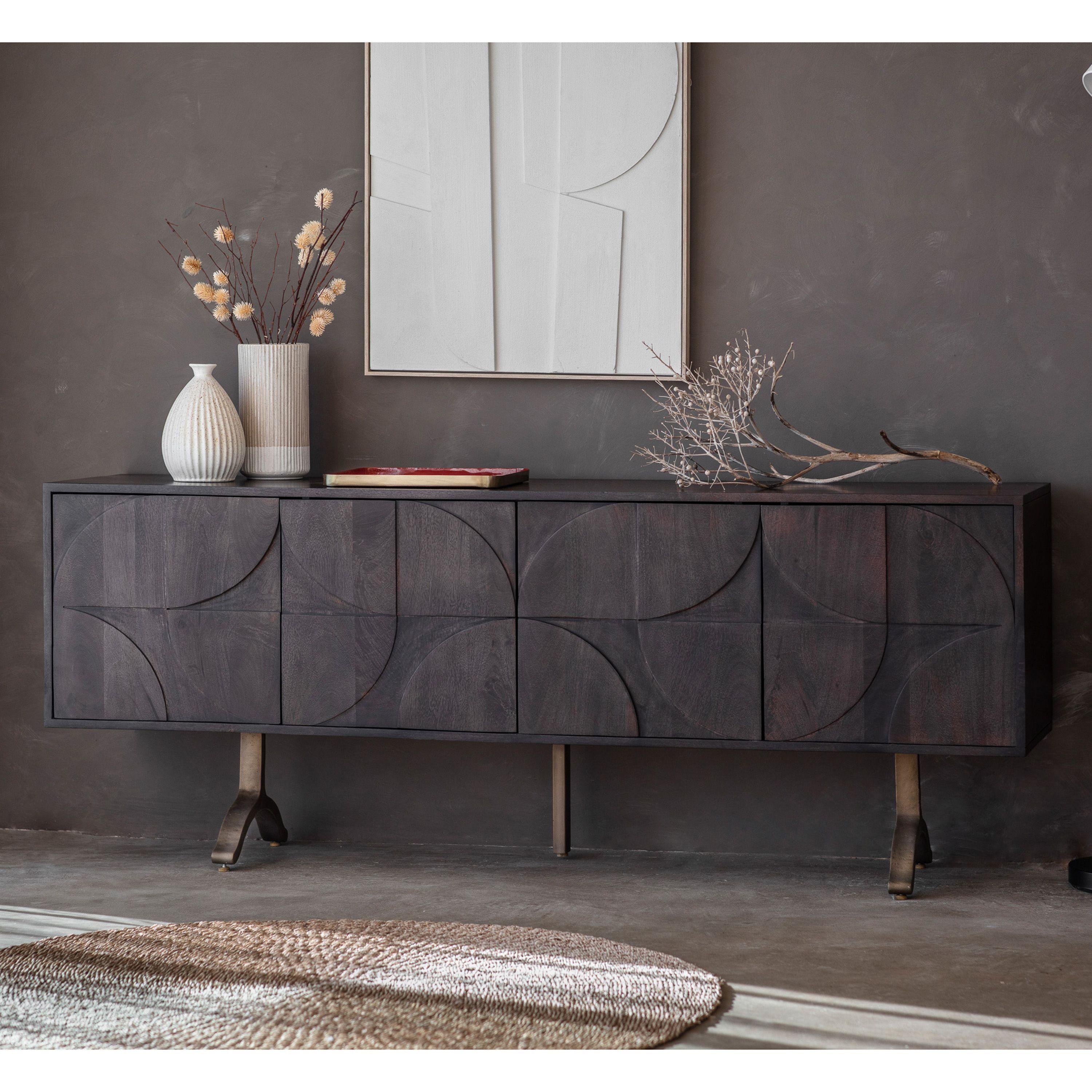 Primrove 4 Door Mango Wood Sideboard with Iron Legs - Maison Rêves UK