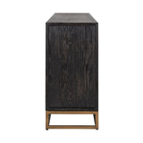 Blackbone Black Oak 4 Door Sideboard with Brass Base and Open Compartment by Richmond Interiors