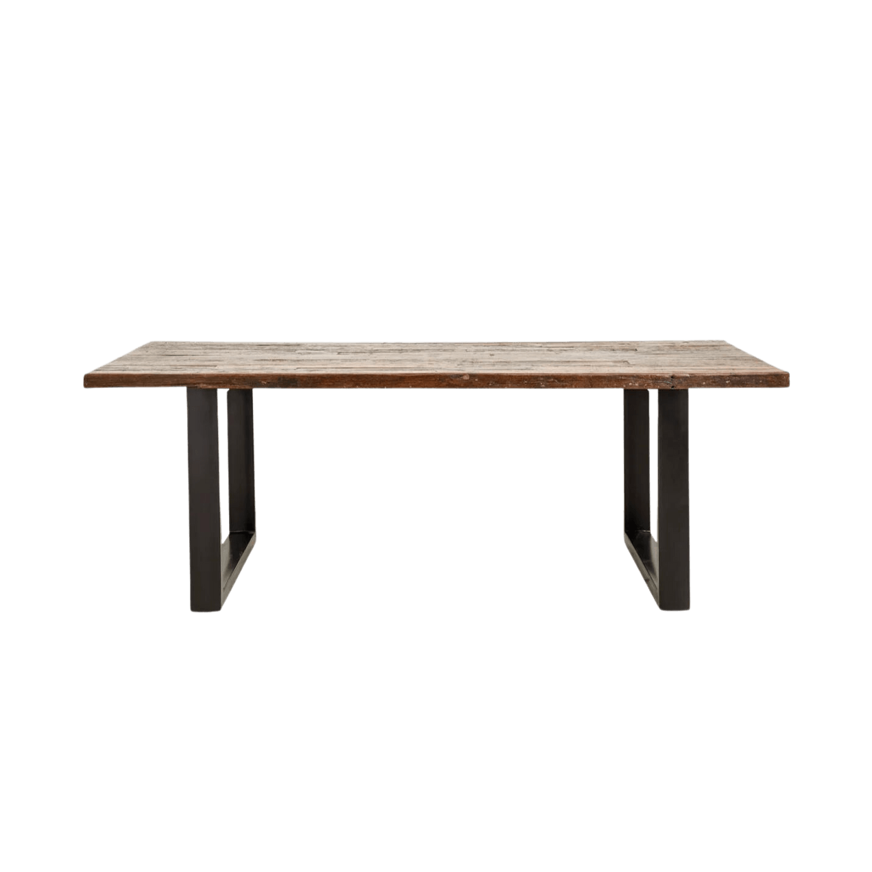 Raw Wooden Top Dining Table with Vintage Iron Base by Nordal - Maison Rêves UK