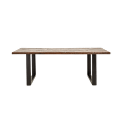 Raw Wooden Top Dining Table with Vintage Iron Base by Nordal - Maison Rêves UK