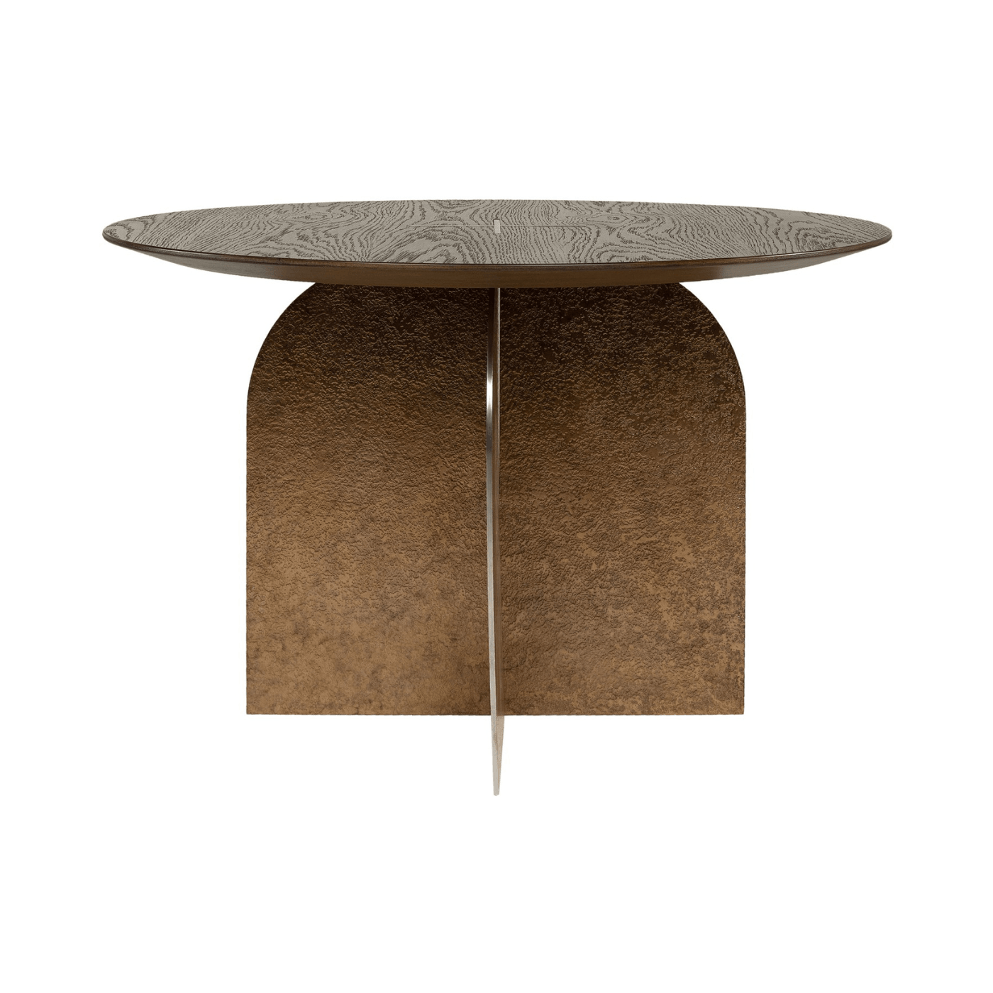 Ray Bronze Steel Coffee Table with Brown Oak Wood Top - Maison Rêves UK