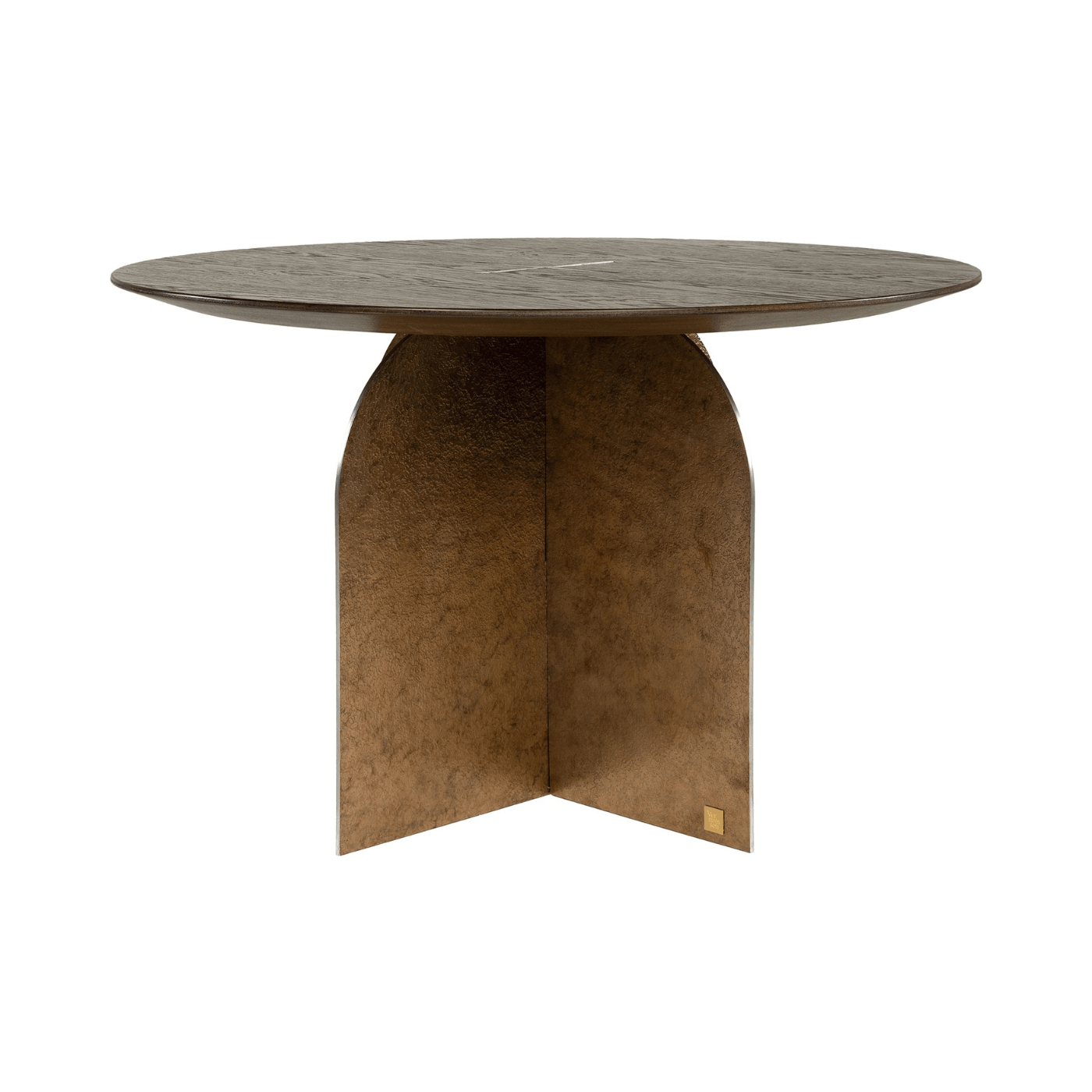 Ray Bronze Steel Coffee Table with Brown Oak Wood Top - Maison Rêves UK