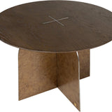 Ray Bronze Steel Coffee Table with Brown Oak Wood Top - Maison Rêves UK