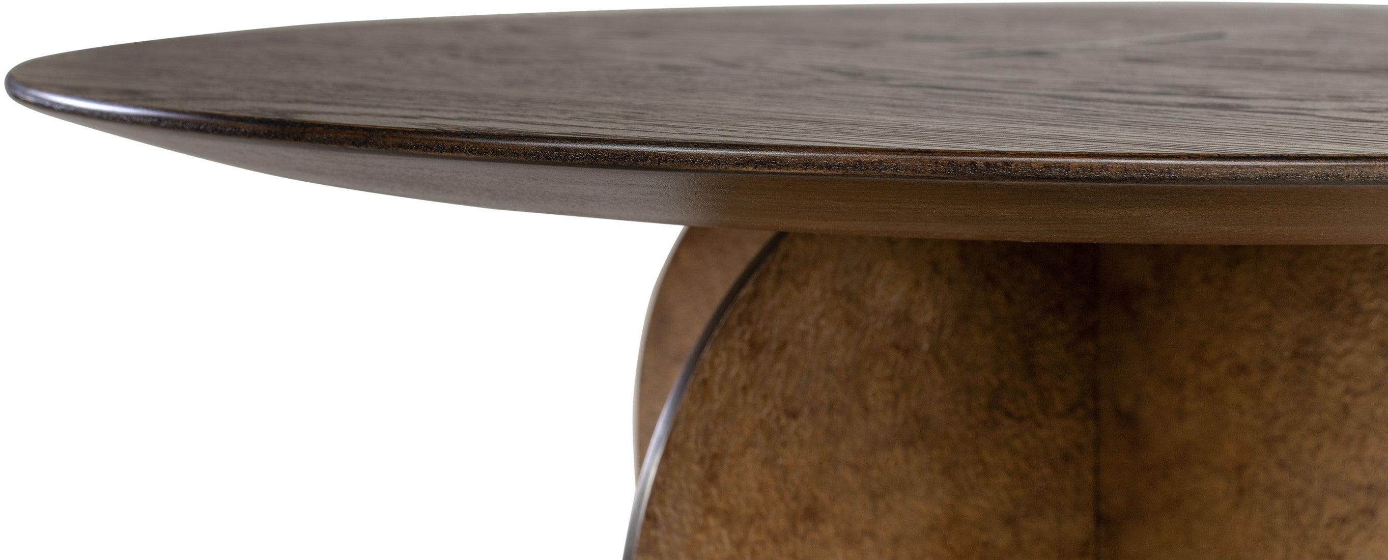 Ray Bronze Steel Coffee Table with Brown Oak Wood Top - Maison Rêves UK