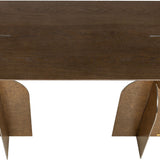 Ray Bronze Steel Console Table with Brown Oak Wood Top