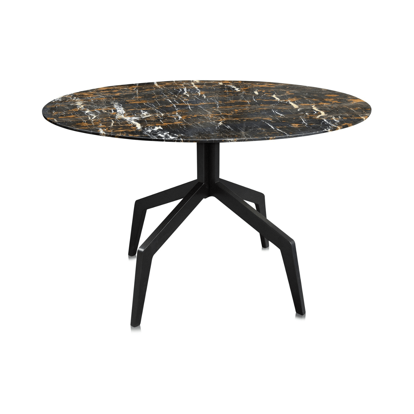 Razor Marble Top Circular Dining Table with Black Base Ø120 - Maison Rêves UK