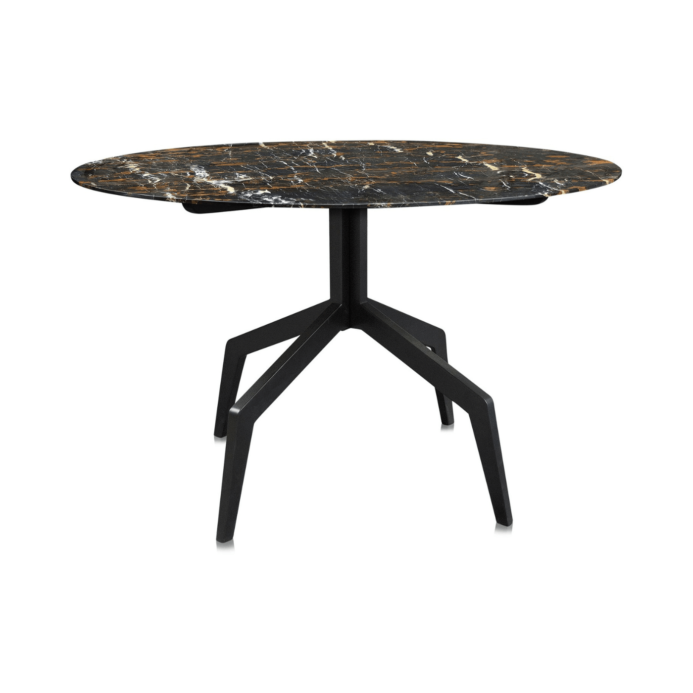 Razor Marble Top Circular Dining Table with Black Base Ø120 - Maison Rêves UK