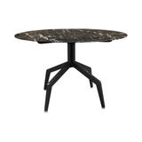 Razor Marble Top Circular Dining Table with Black Base Ø120 - Maison Rêves UK