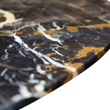 Razor Marble Top Circular Dining Table with Black Base Ø120 - Maison Rêves UK