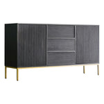 Regalia Mango Wood 2 Door 3 Drawer Sideboard with Gold Iron Base - Maison Rêves UK