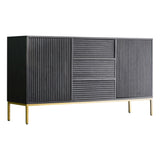 Regalia Mango Wood 2 Door 3 Drawer Sideboard with Gold Iron Base - Maison Rêves UK