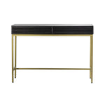 Regalia Mango Wood 2 Drawer Console Table with Gold Iron Base - Maison Rêves UK