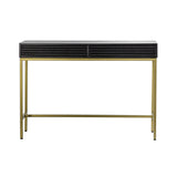 Regalia Mango Wood 2 Drawer Console Table with Gold Iron Base - Maison Rêves UK