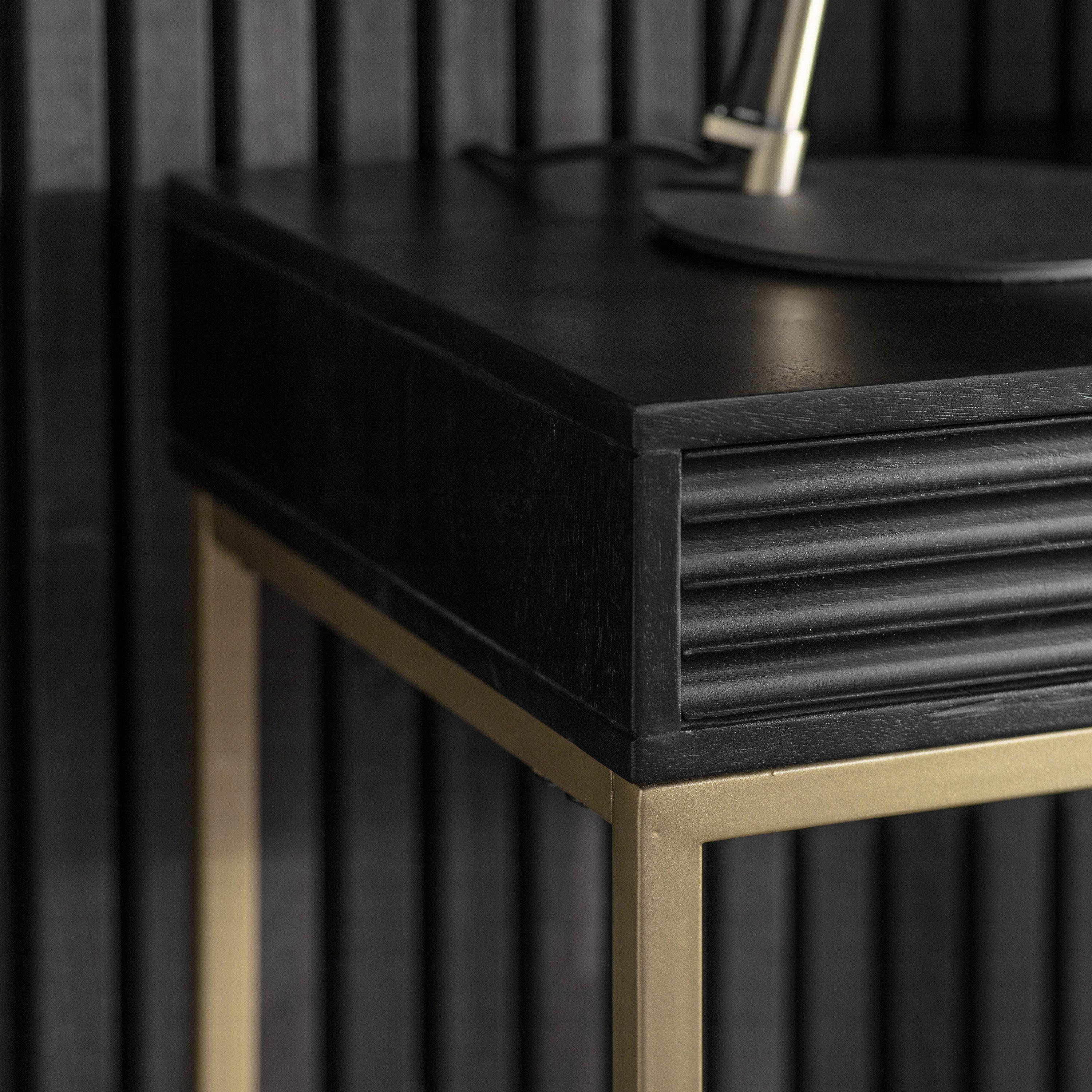 Regalia Mango Wood 2 Drawer Console Table with Gold Iron Base - Maison Rêves UK