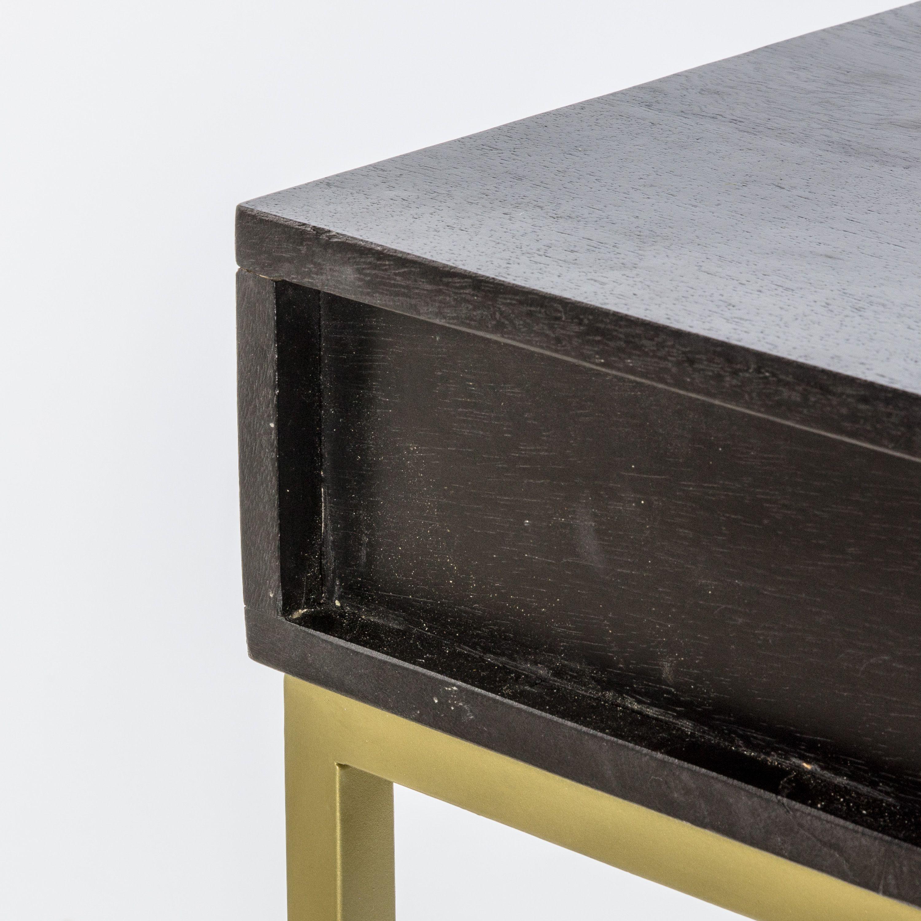 Regalia Mango Wood 2 Drawer Console Table with Gold Iron Base - Maison Rêves UK
