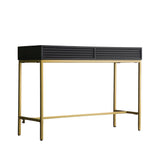 Regalia Mango Wood 2 Drawer Console Table with Gold Iron Base - Maison Rêves UK
